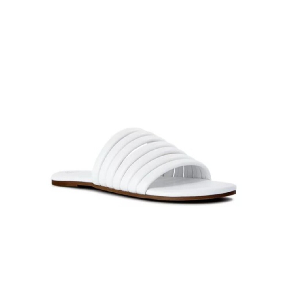 White Slides Sandals women's 11 Slip On shoes Multi-Band Memory Foam - Picture 3 of 9